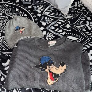 Disney Gray and Blue Character Sweater and Beanie